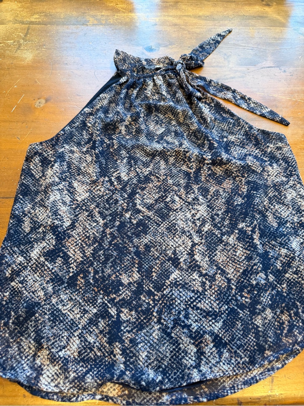 Veronica M Navy and Beige Snake-Print Halter Camisole